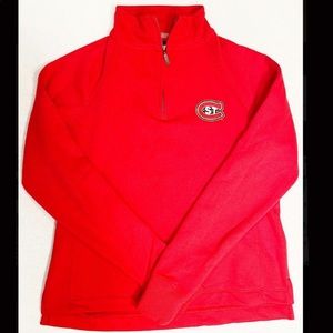 St. Cloud university red quarter zip sweatshirt